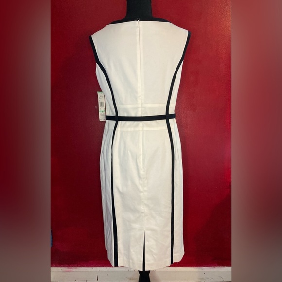 Anne Klein White Black Trimmed Fitted Dress - Picture 2 of 5